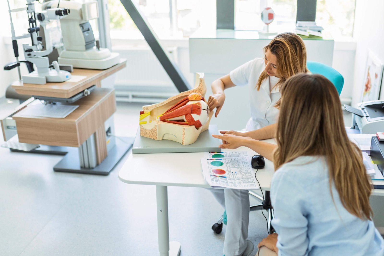 pole-ophtalmologie-colombes-la-defense patient en consultation chez l'ophtalmologiste